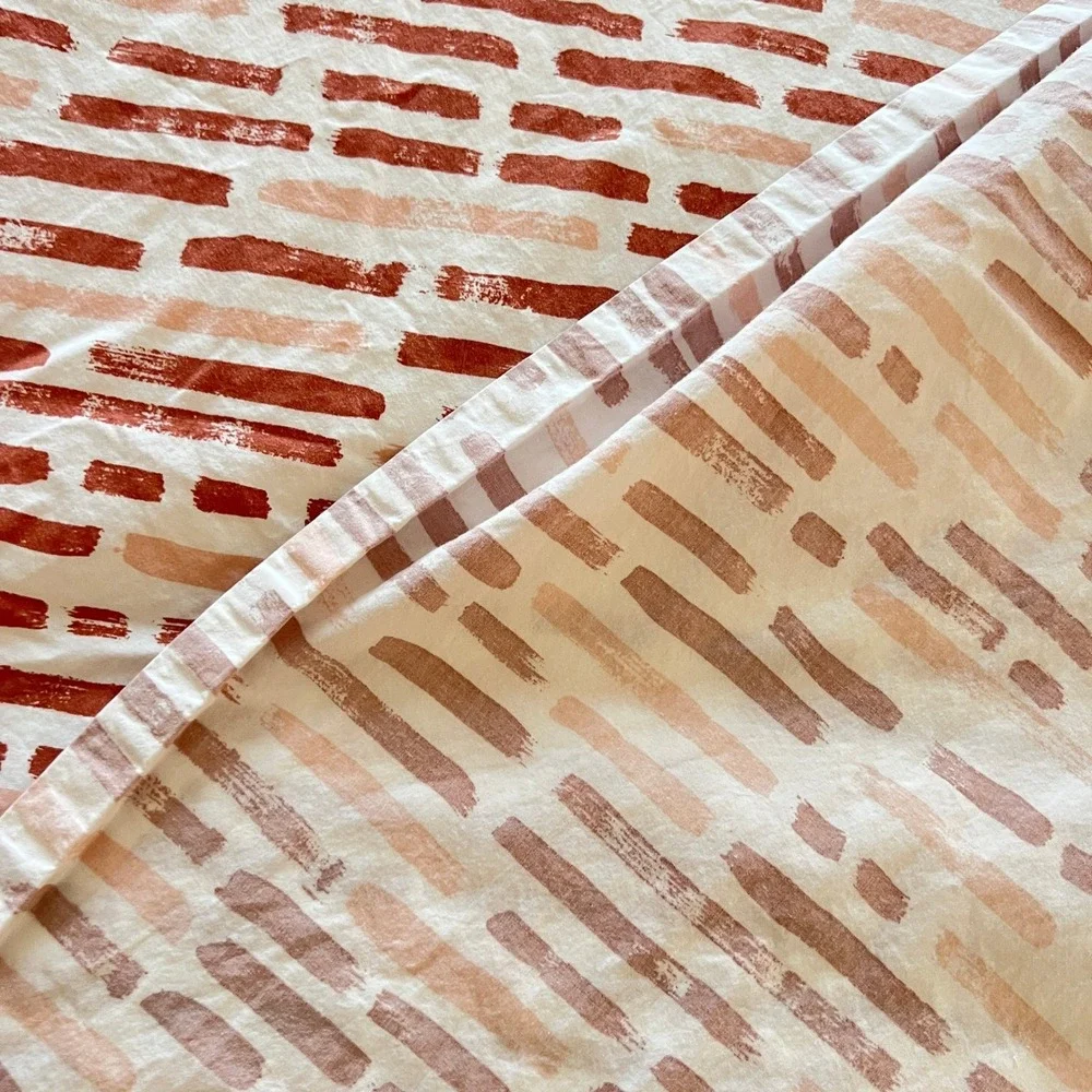 Brooklinen Luxe Sateen King‎ Sheet Set Terracotta Abstract 100% Cotton OEKO-TEX